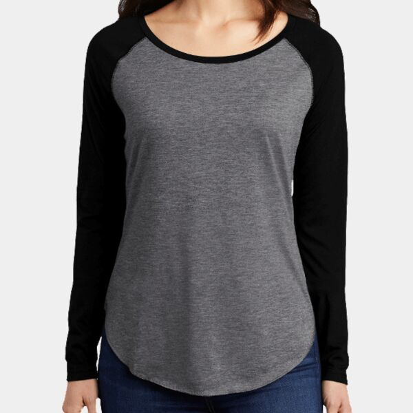 Sport Tek - Ladies PosiCharge ® Long Sleeve Tri Blend Wicking Scoop Neck Raglan Tee Thumbnail