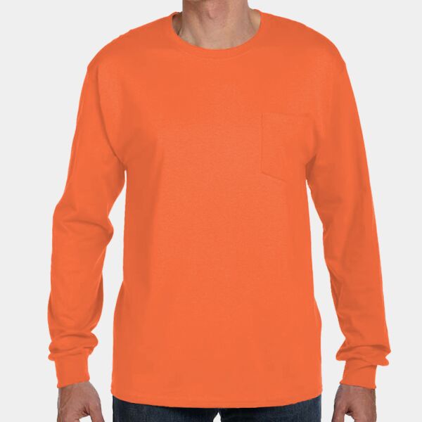 Hanes Tagless Long Sleeve T-Shirt with a Pocket Thumbnail