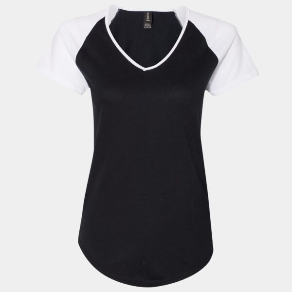 Women's Triblend Colorblock V-Neck Raglan Tee Thumbnail